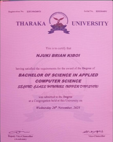 Bachelor of Science in Applied Computer Science — Tharaka University