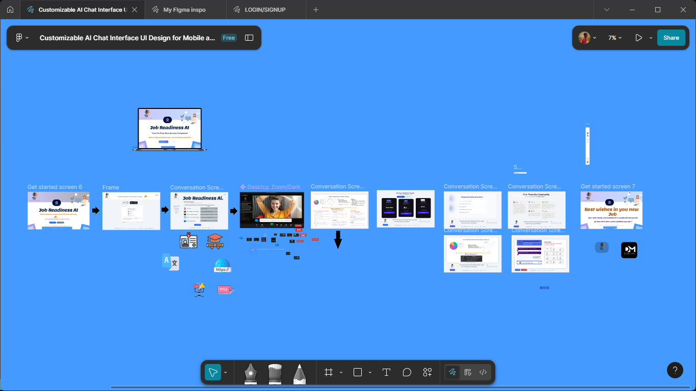 Job Readiness AI — Figma board (UI/UX flow)