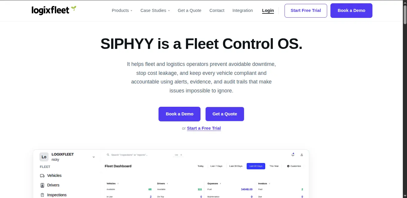 Logix Fleet — Live website hero