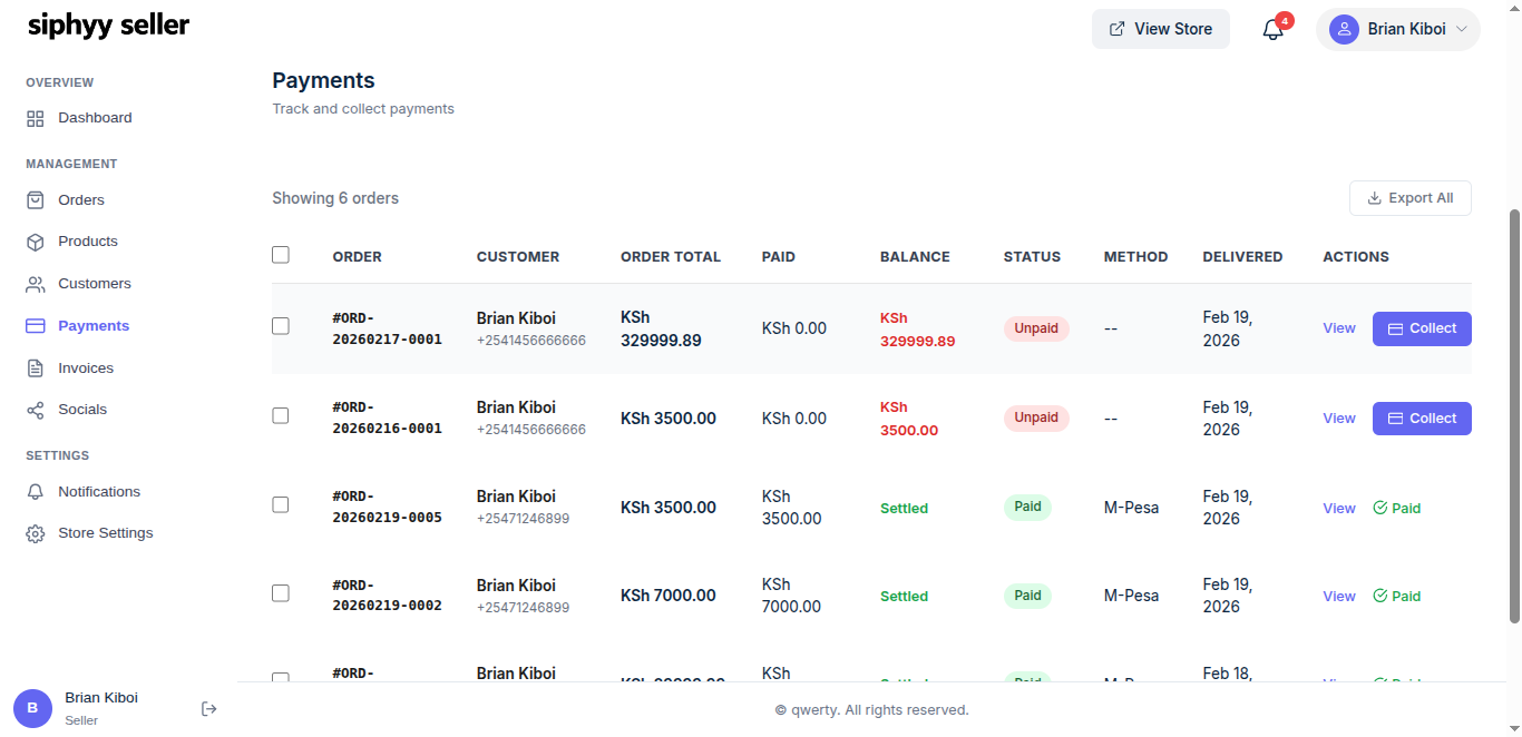 Siphyy &mdash; Payments & M-Pesa collection