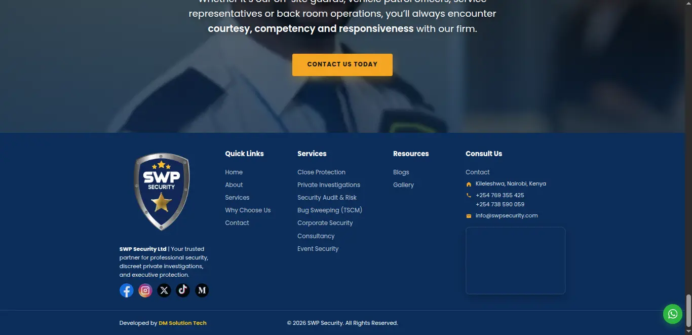 SWP Security — Footer & resources
